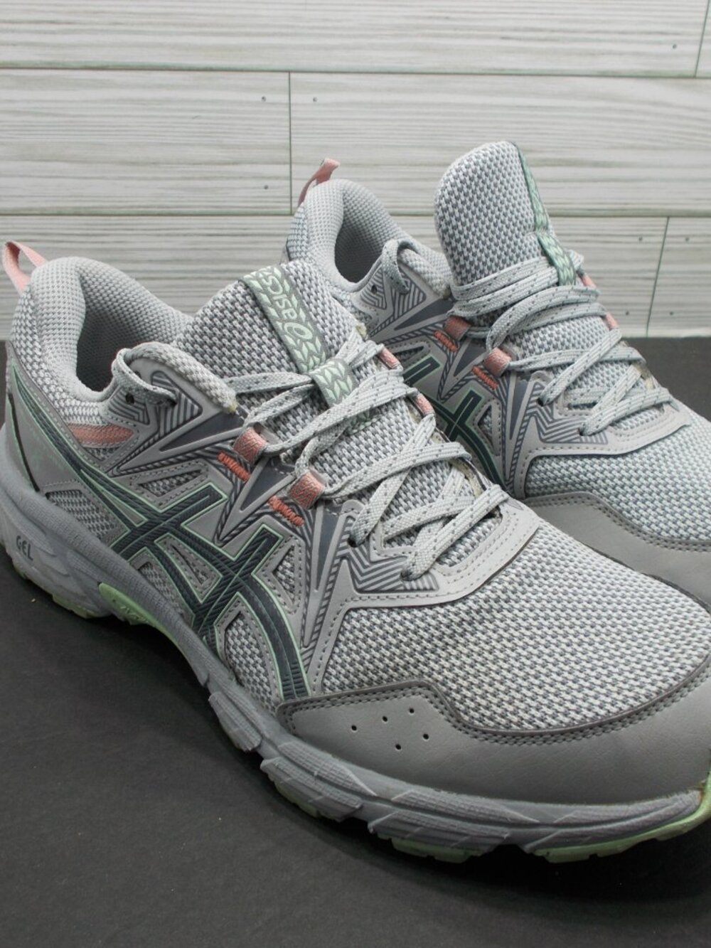 ASICS Gel-Venture 8 Womens 10 Wide Grey Mint Green Trail Running Shoes 1012B231 - Picture 3 of 5